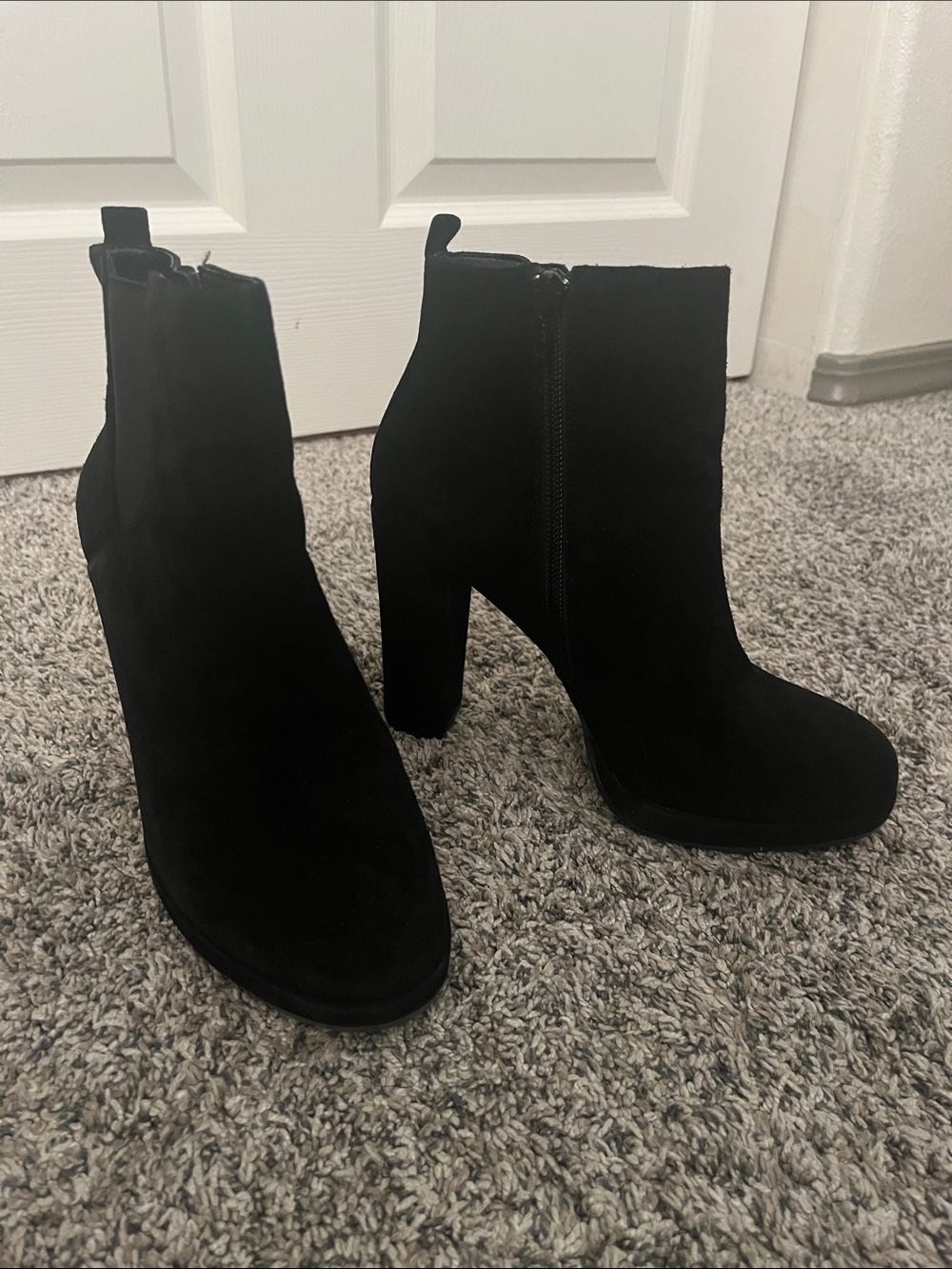 Gianni Bini Black Suede Block Heel Ankle Booties